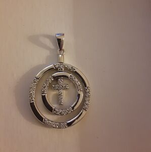 Circle of Faith Dangling Cross 925 Silver Pendant